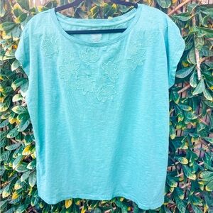 🔹 4/$25- Penmans Embroidered Scoop-neck‎ Short Sleeve Top